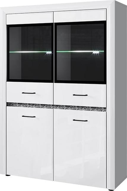 Шкаф с витриной 2V2D Whiteblack (Вайтблек)